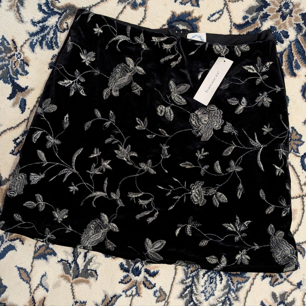 Blue Rain Black Floral Mini Skirt